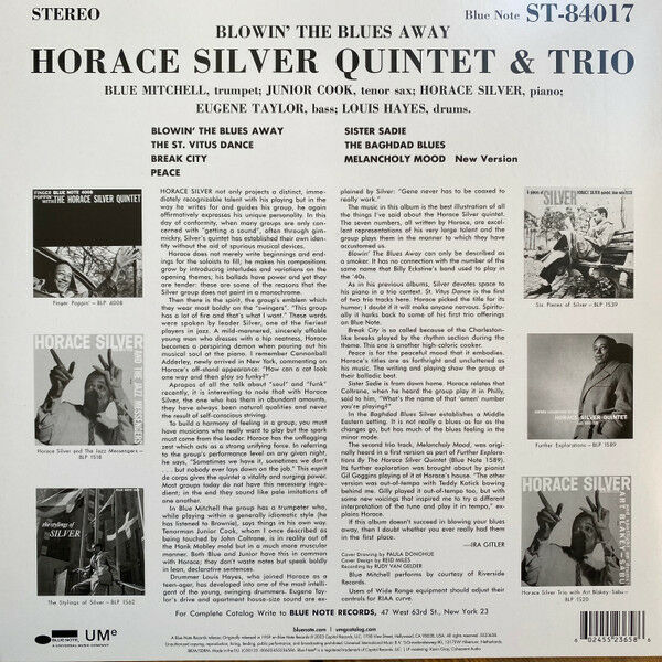HORACE SILVER QUINTET & TRIO - BLOWIN' THE BLUES AWAY (1959) - LP 180GR BLUE NOTE CLASSIC VINYL SERIES 2023 EDITION SIFIR PLAK