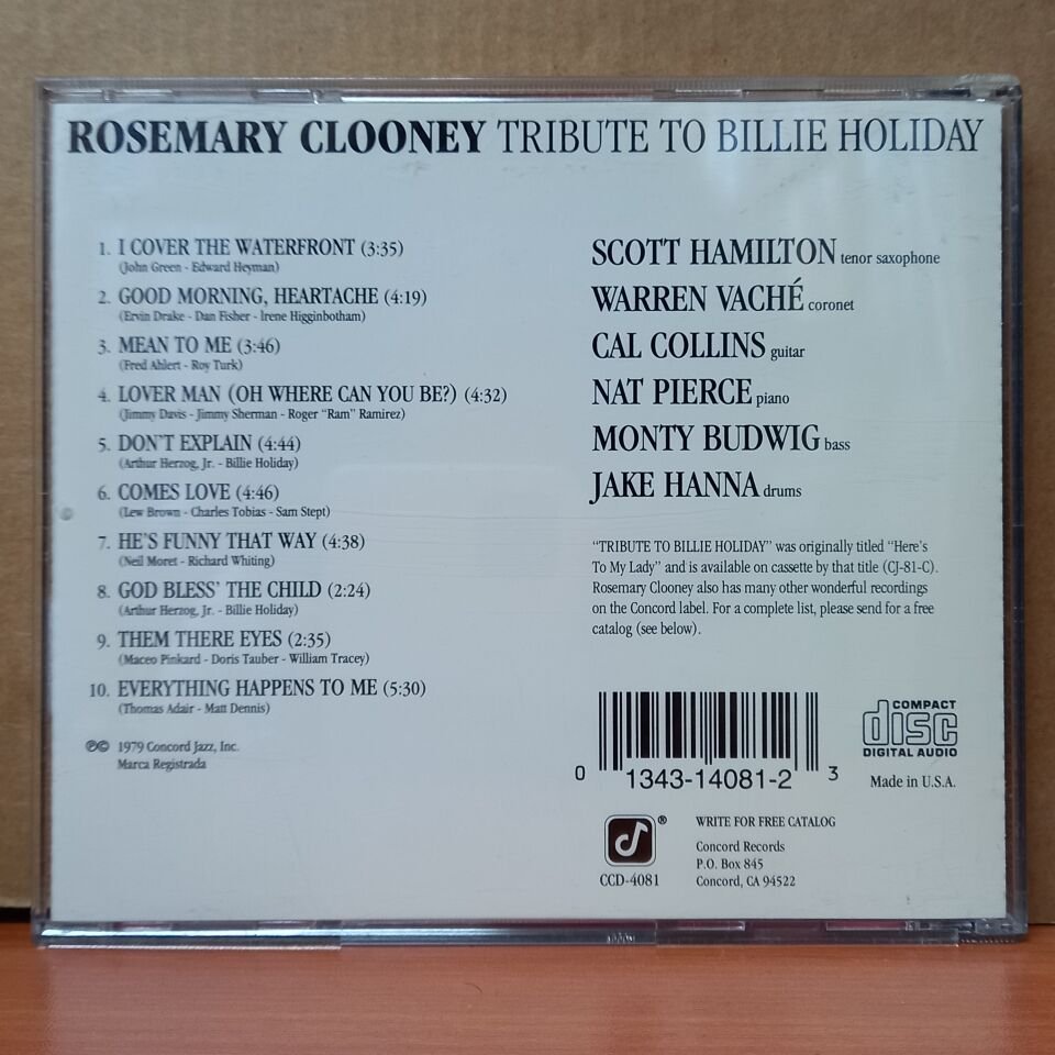 ROSEMARY CLOONEY – TRIBUTE TO BILLIE HOLIDAY - CD 2.EL