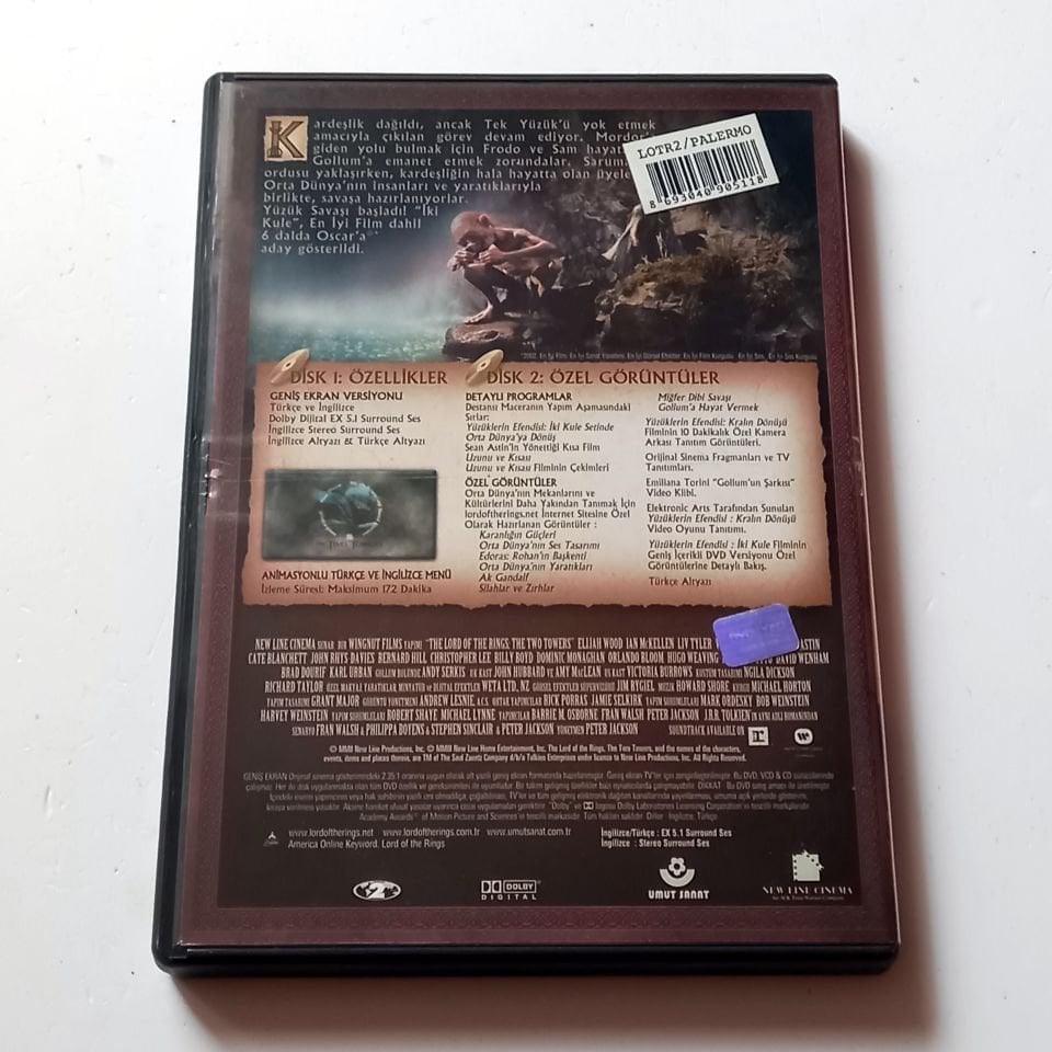 YÜZÜKLERİN EFENDİSİ: İKİ KULE - THE LORD OF THE RINGS: THE TWO TOWERS - ELIJAH WOOD, IAN MCKELLEN, YÖN.: PETER JACKSON - 2xDVD 2.EL