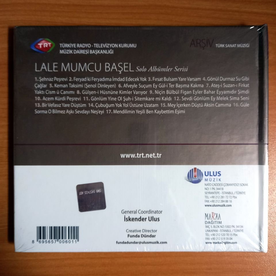 LALE MUMCU BAŞEL / TÜRK SANAT MÜZİĞİ / TRT ARŞİV SERİSİ 71 - CD SIFIR