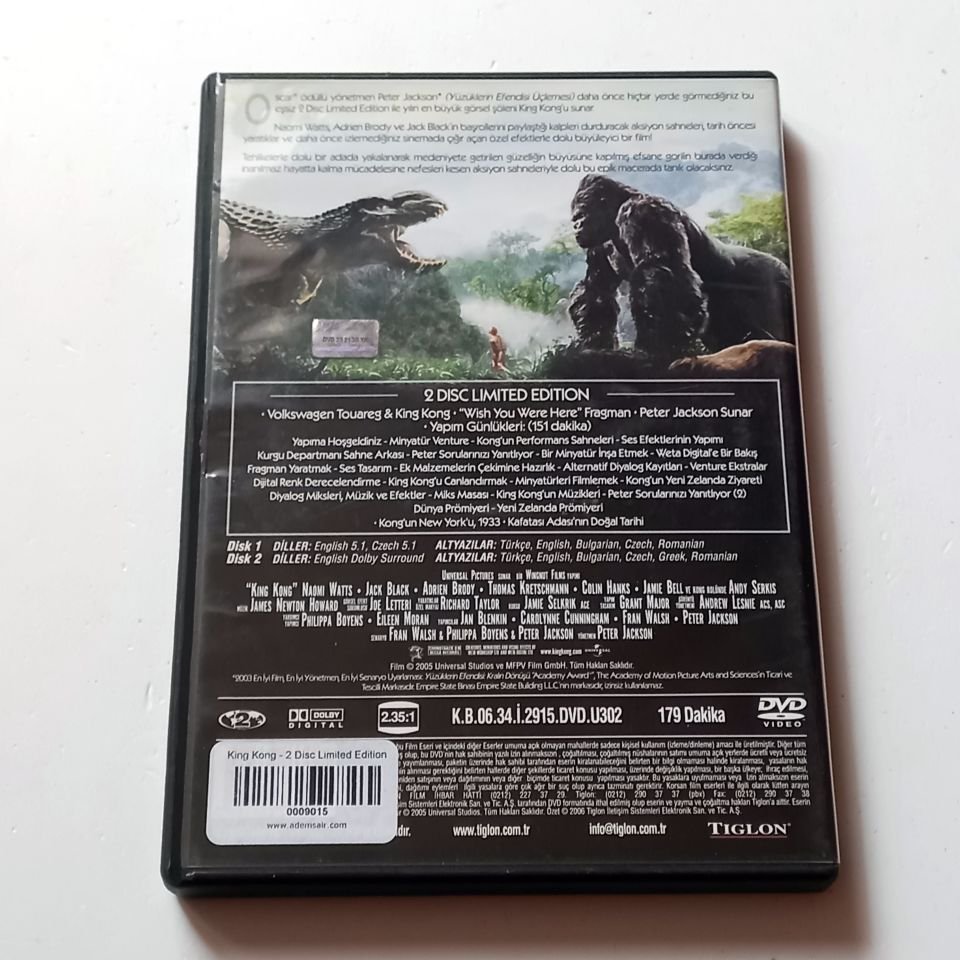 KING KONG - NAOMI WATTS, JACK BLACK, ADRIEN BRODY, YÖN.: PETER JACKSON - 2xDVD 2.EL