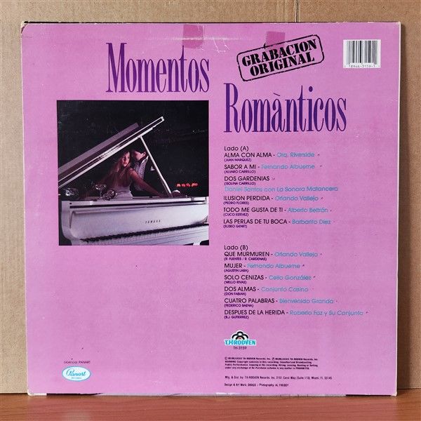 MOMENTOS ROMANTICOS / ORQ. RIVERSIDE, FERNANDO ALBUERNE, ORLANDO VALLEJO, ALBERTO BELTRAN, CELIO GONZALES - LP 2.EL PLAK