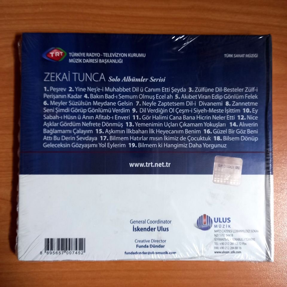 ZEKAİ TUNCA / TÜRK SANAT MÜZİĞİ / TRT ARŞİV SERİSİ 165 - CD SIFIR