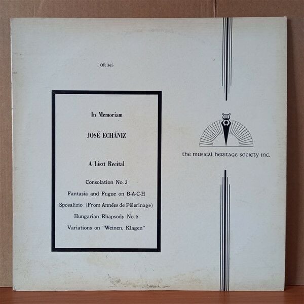 JOSE ECHANIZ, FRANZ LISZT – IN MEMORIAM JOSE ECHANIZ A LISZT RECITAL - LP 2.EL PLAK