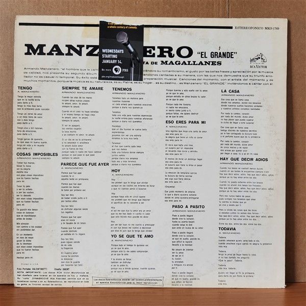 ARMANDO MANZANERO – MANZANERO “EL GRANDE” VOLUMEN II (1967) - LP 2.EL PLAK