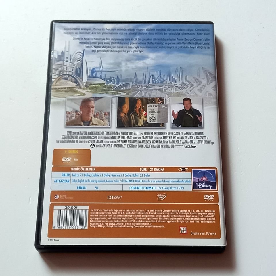 YARININ DÜNYASI - TOMORROWLAND A WORLD BEYOND - GEORGE CLOONEY, BRITT ROBERTSON, HUGH LAURIE, YÖN.: BRAD BIRD - DVD 2.EL