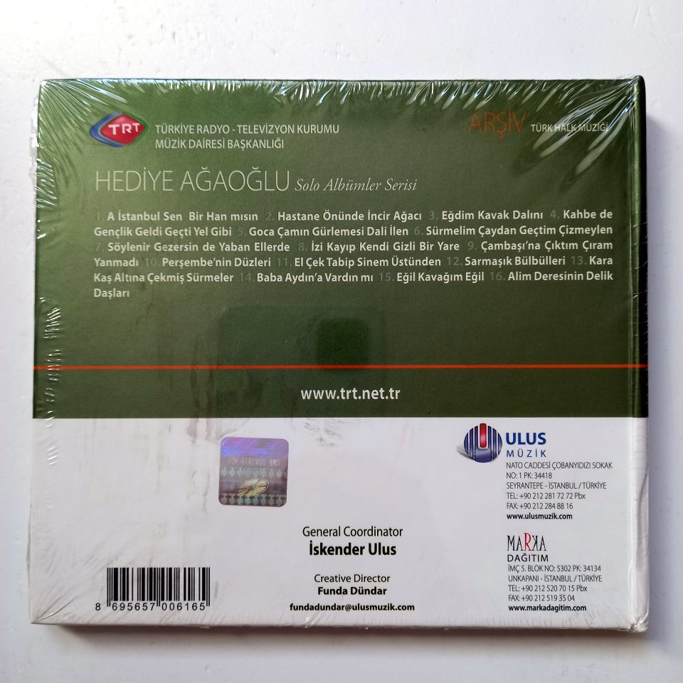 HEDİYE AĞAOĞLU / TÜRK HALK MÜZİĞİ / TRT ARŞİV SERİSİ 84 - CD SIFIR