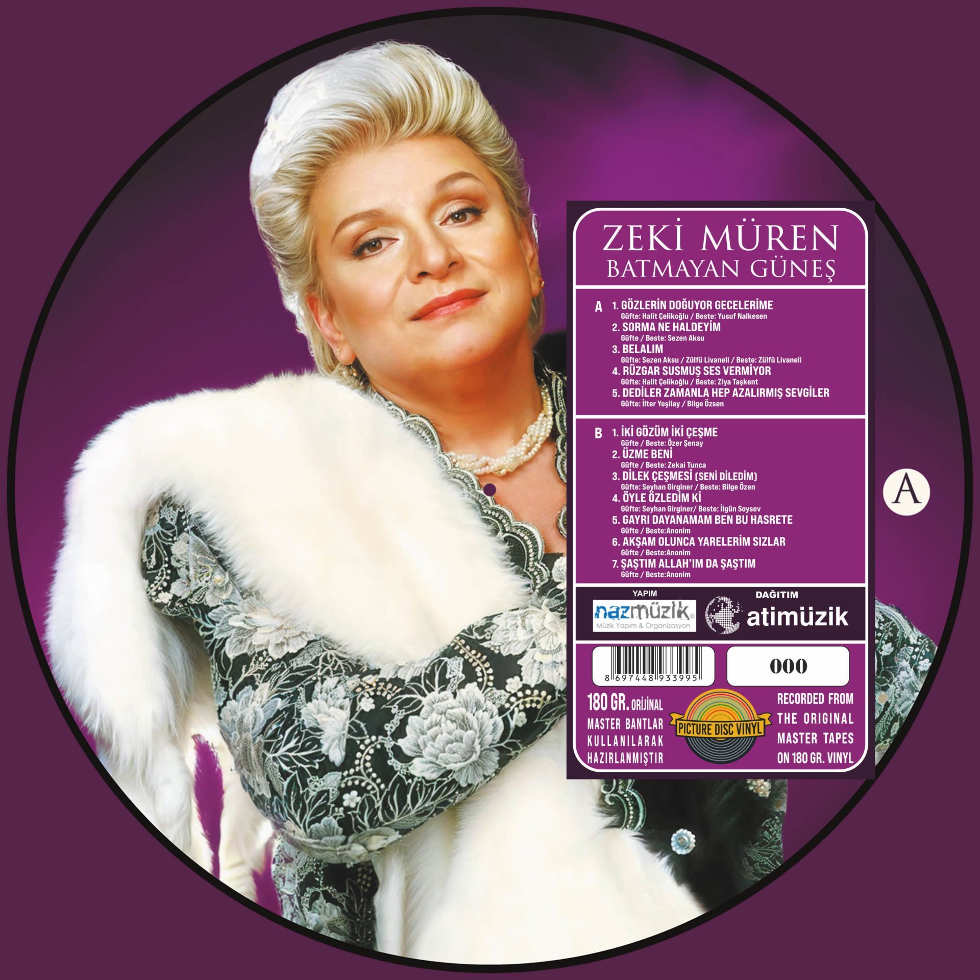 ZEKİ MÜREN - BATMAYAN GÜNES (2006) - LP COMPILATION 2025 PICTURE DISC (RESİM BASKILI) VE SINIRLI NUMARALI LIMITED EDITION SIFIR PLAK