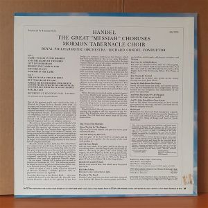 HANDEL: THE GREAT ''MESSIAH'' CHORUSES / MORMON TABERNACLE CHOIR (1974) - LP 2.EL PLAK