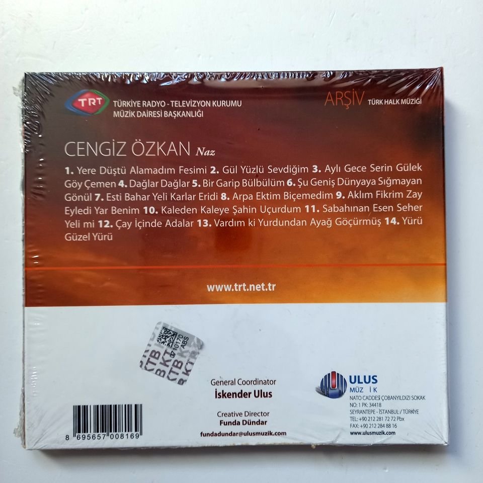 CENGİZ ÖZKAN - NAZ / TÜRK HALK MÜZİĞİ / TRT ARŞİV SERİSİ 217 - CD SIFIR