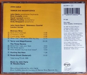 JOHN HARLE FEATURING ELVIS COSTELLO, SARAH LEONARD & ANDY SHEPPARD - TERROR AND MAGNIFIENCE (1996) - CD 2.EL