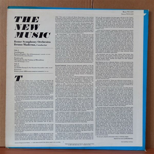 THE NEW MUSIC / KARLHEINZ STOCKHAUSEN / KRZYSZTOF PENDERECKI / EARLE BROWN / HENRI POUSSEUR, ROME SYMPHONY ORCHESTRA / BRUNO MADERNA (1967) - LP 2.EL PLAK