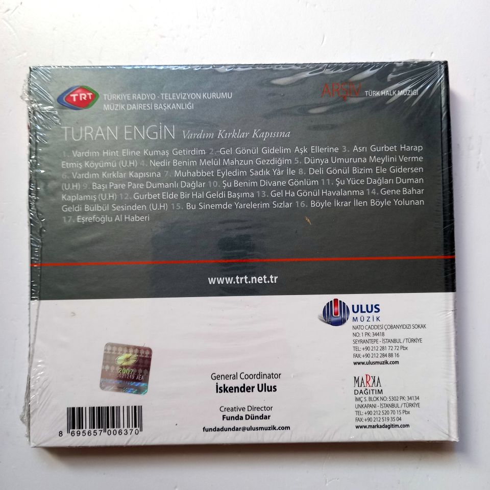 TURAN ENGİN - VARDIM KIRKLAR KAPISINA / TÜRK HALK MÜZİĞİ / TRT ARŞİV SERİSİ 89 - CD SIFIR