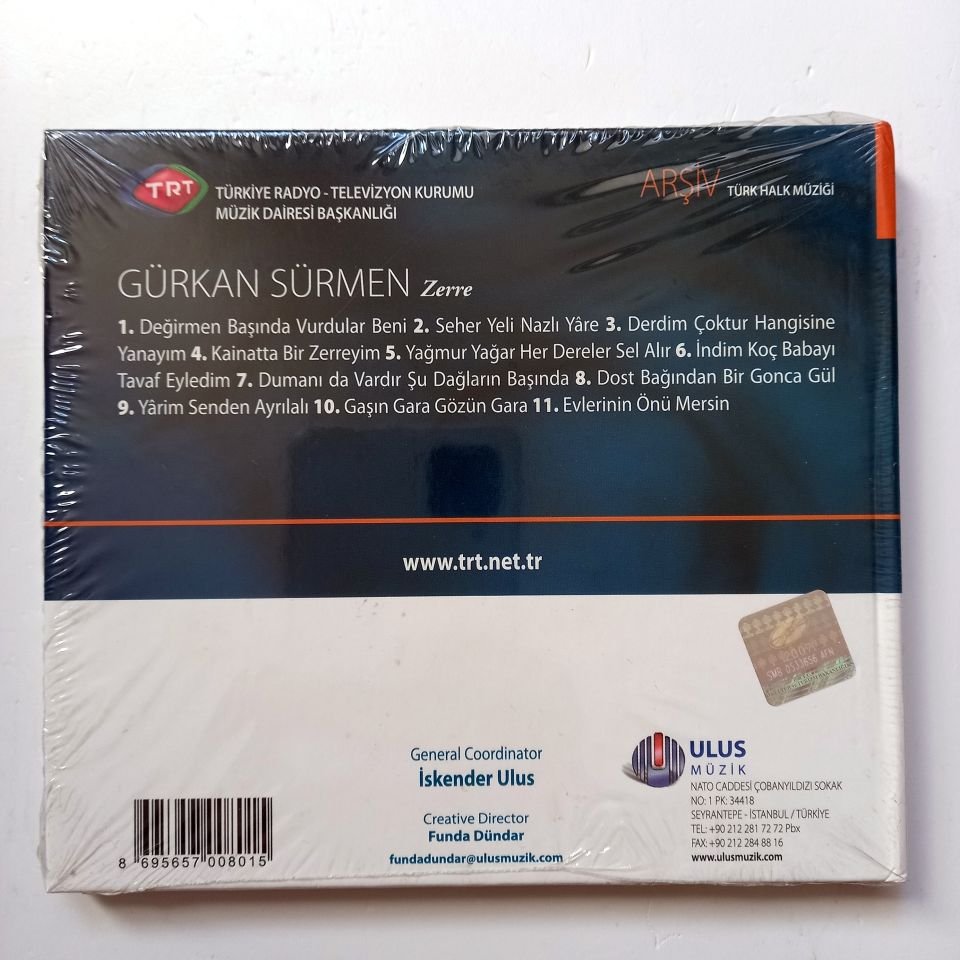 GÜRKAN SÜRMEN - ZERRE / TÜRK HALK MÜZİĞİ / TRT ARŞİV SERİSİ 205 - CD SIFIR