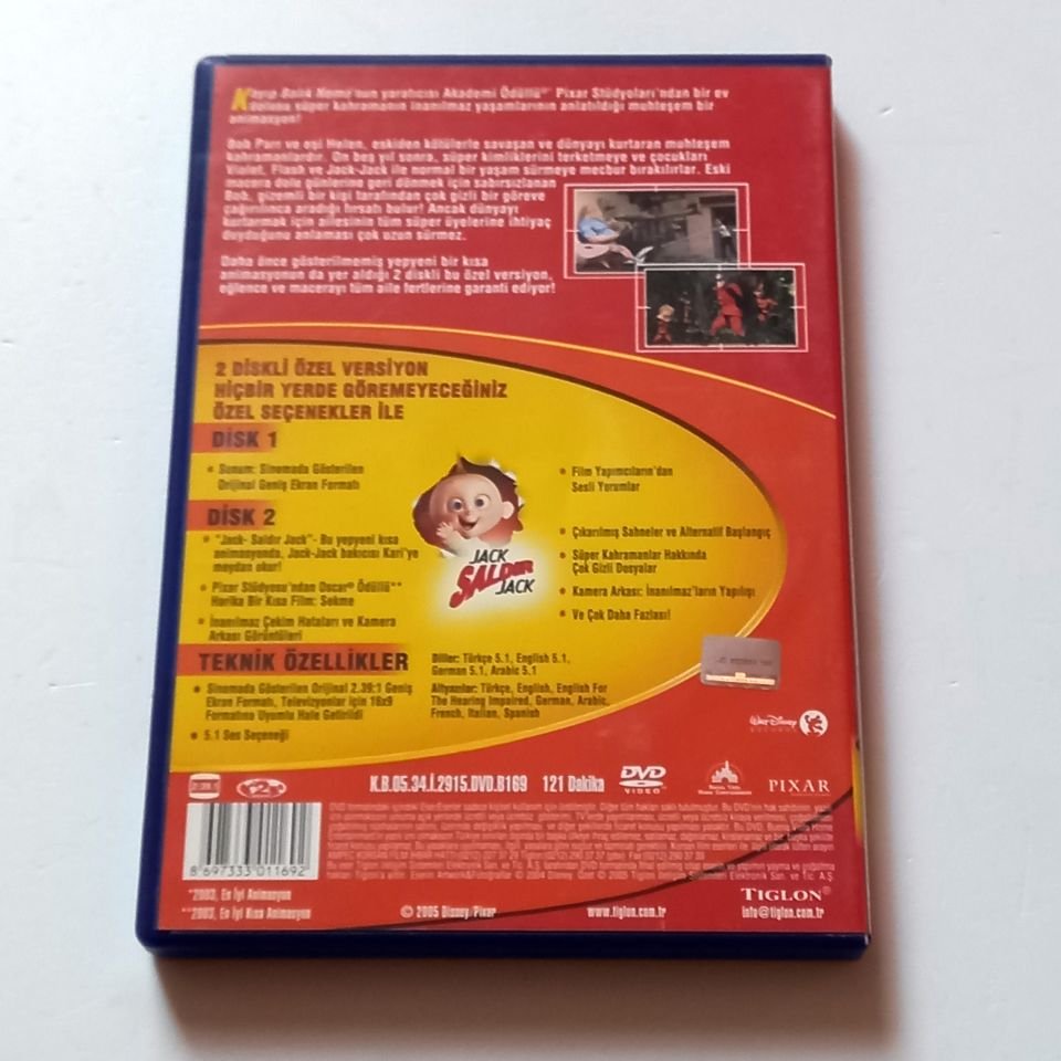 THE INCREDIBLES - İNANILMAZ AİLE - PIXAR ANİMASYON - 2xDVD ÖZEL VERSİYON 2.EL