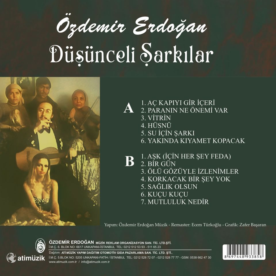 ÖZDEMİR ERDOĞAN - DÜŞÜNCELİ ŞARKILAR (1990) - LP 2024 BASIM SIFIR PLAK
