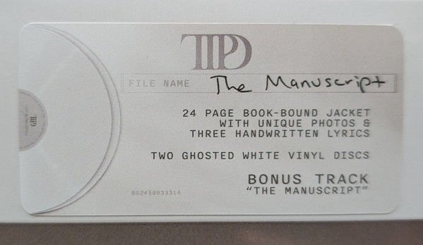 TAYLOR SWIFT - THE TORTURED POETS DEPARTMENT (2024) - 2LP GATEFOLD GHOSTED WHITE EDITION SIFIR PLAK