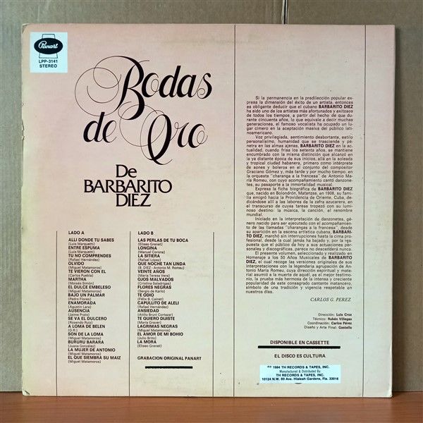BARBARITO DIEZ – BODAS DE ORO DE BARBARITO DIEZ (1984) - LP 2.EL PLAK