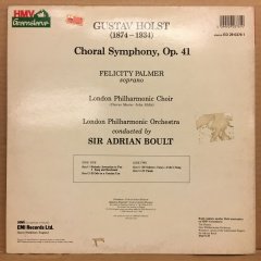 GUSTAV HOLST - CHORAL SYMPHONY FELICITY PALMER, SIR ADRIAN BOULT LONDON PHIL. 1985 2.EL PLAK