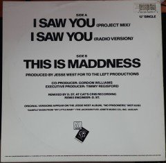 JESSE WEST - I SAW YOU (1990) - 12'' MAXI SINGLE PLAK 2.EL