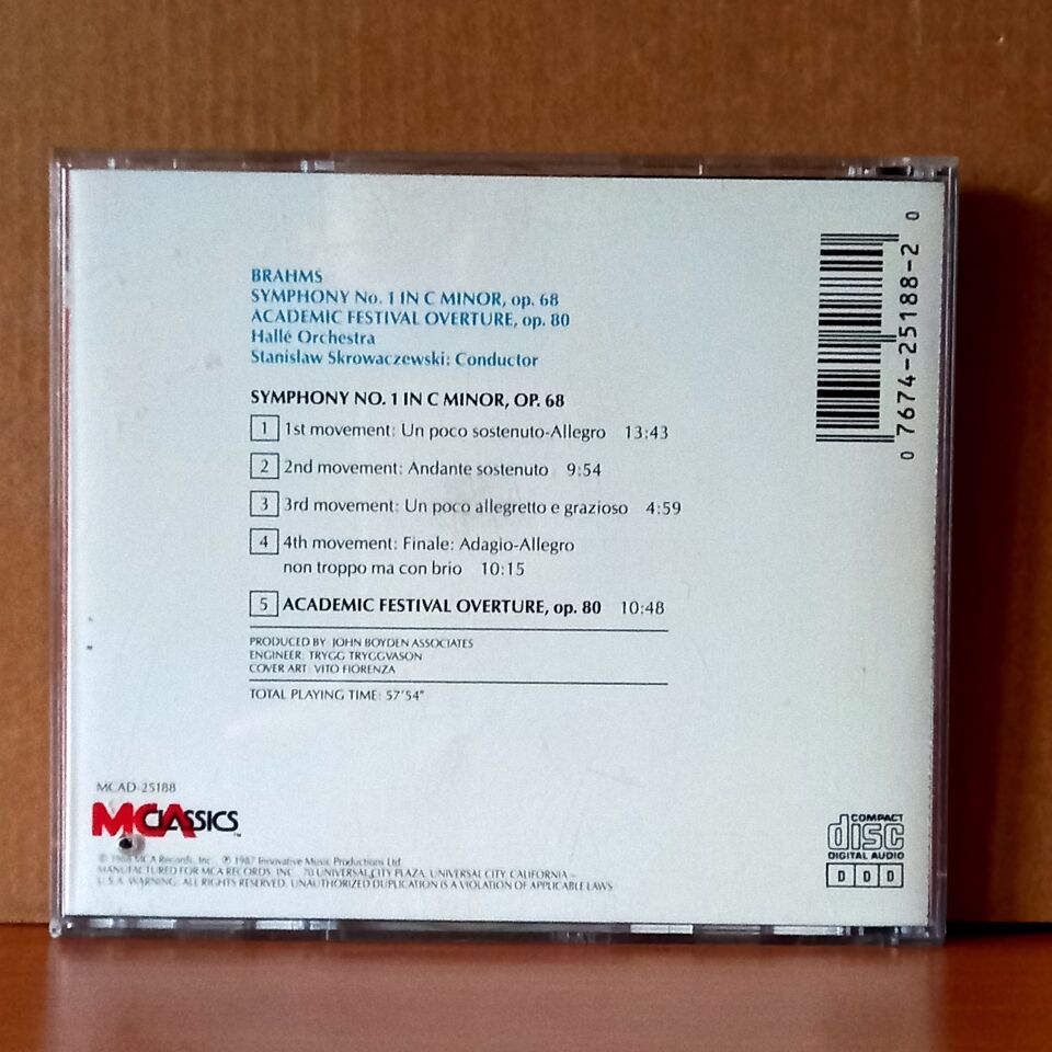 BRAHMS: SYMPHONY Nº.1 IN C MINOR, OP.68, ACADEMIC FESTIVAL OVERTURE, OP.80 / HALLE ORCHESTRA CONDUCTED BY STANISLAW SKROWACZEWSKI (1988) - CD 2.EL