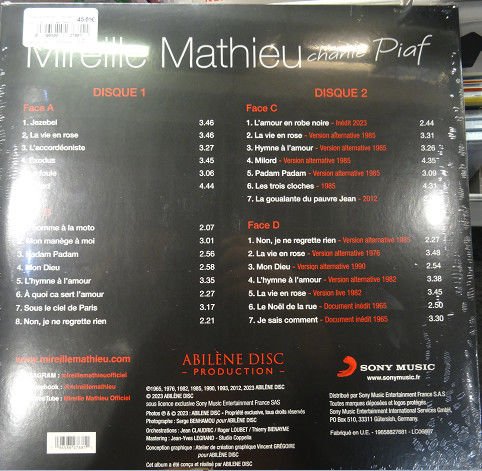 MIREILLE MATHIEU - CHANTE PIAF (1993) - 2LP COMPILATION 2023 EDITION GATEFOLD SIFIR PLAK