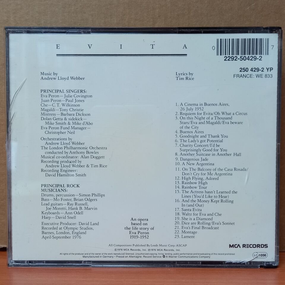 ANDREW LLOYD WEBBER, TIM RICE - EVITA (1976) - 2CD 2.EL