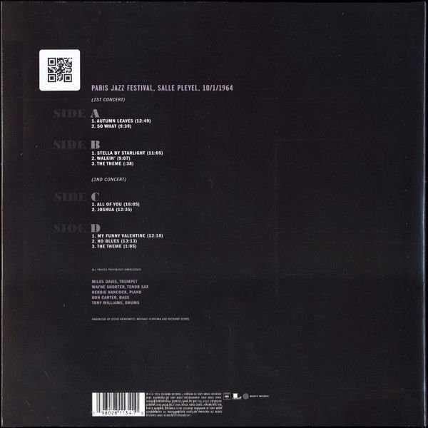 MILES DAVIS QUINTET - PARIS JAZZ FESTIVAL, SALLE PLEYEL, 10/1/1964 (2024) - 2LP FRENCH FLAG VINYL SIFIR PLAK