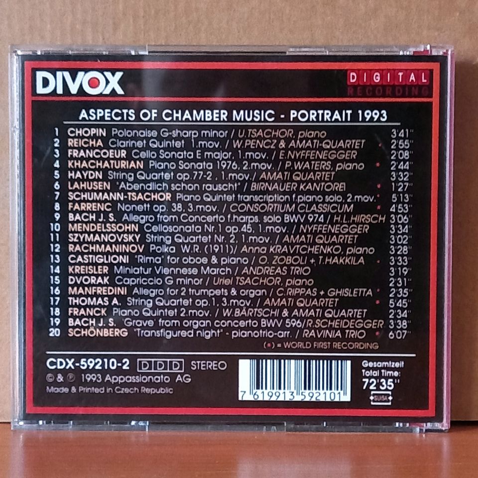 ASPECTS OF THE CHAMBER MUSIC / AMATI QUARTET, ANDREAS TRIO, ANNA KRAVTCHENKO, CLAUDE RIPPAS, OMAR ZOBOLI, PETER WATERS, RAVINIA TRIO (1993) - CD 2.EL