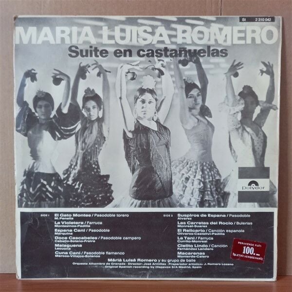 MARIA LUISA ROMERO – SUITE EN CASTAÑUELAS - LP 2.EL YERLİ BASKI PLAK