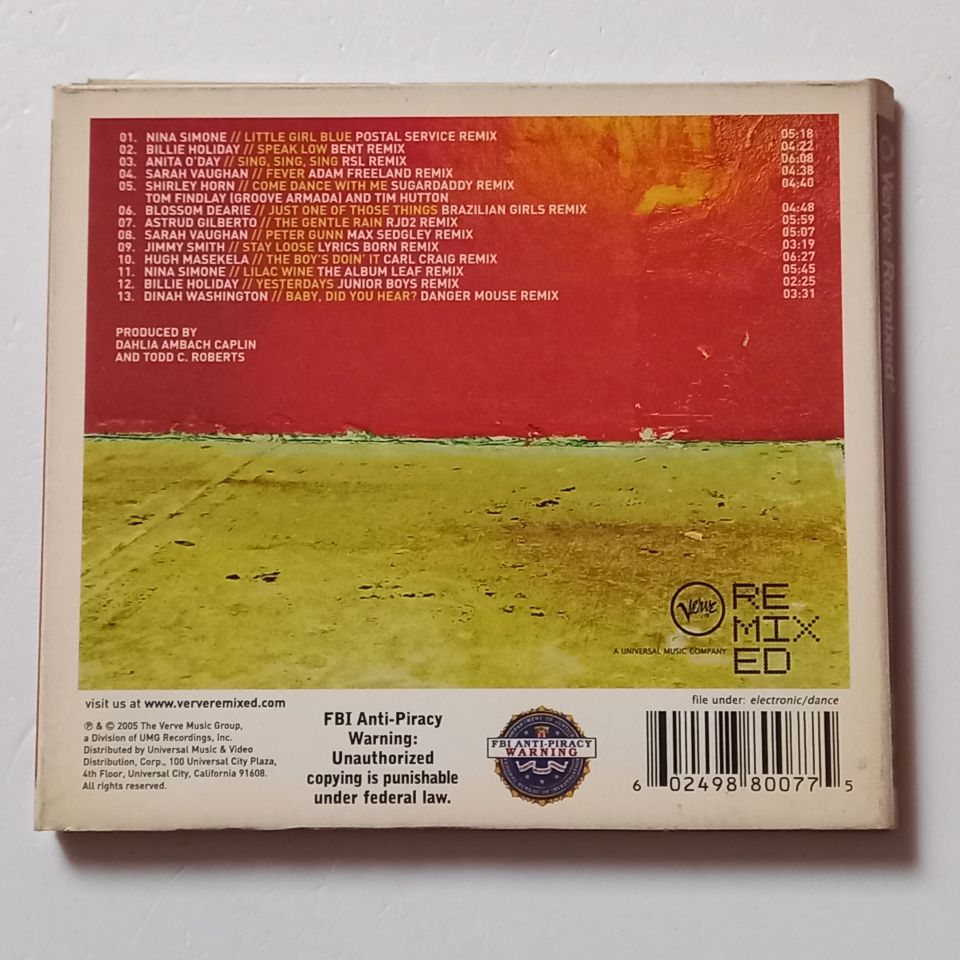 VERVE // REMIXED³ - VARIOUS ARTISTS - NINA SIMONE, BILLIE HOLIDAY, ANITA O\'DAY... (2005) - CD REMIX COMPILATION  DIGIPAK 2.EL