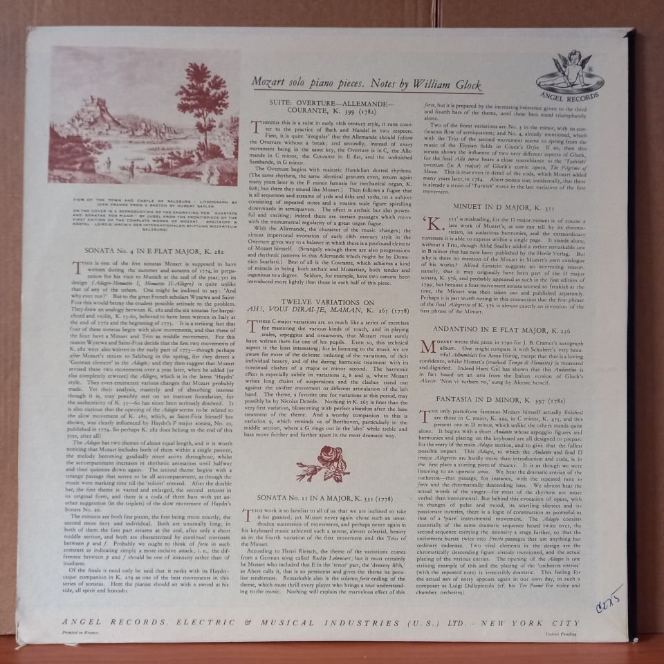 W. A. MOZART: COMPLETE WORKS FOR PIANO SOLO, VOLUME II / WALTER GIESEKING - LP 2.EL PLAK