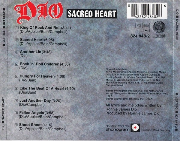 DIO - SACRED HEART (1985) CD REMASTERED REISSUE SIFIR