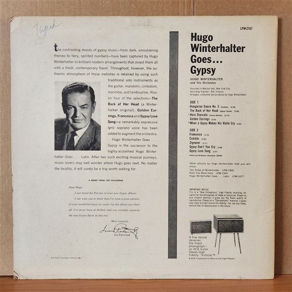 HUGO WINTERHALTER AND HIS ORCHESTRA – HUGO WINTERHALTER GOES GYPSY (1960) - LP 2.EL PLAK