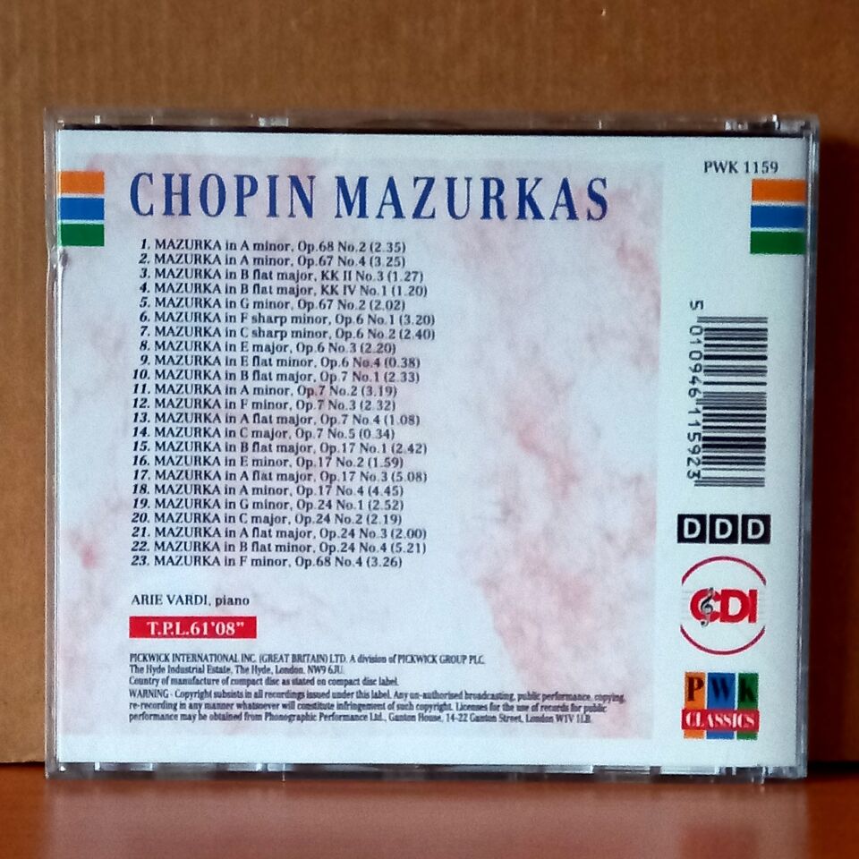 CHOPIN MAZURKAS / ARIE VARDI (1994) - CD 2.EL