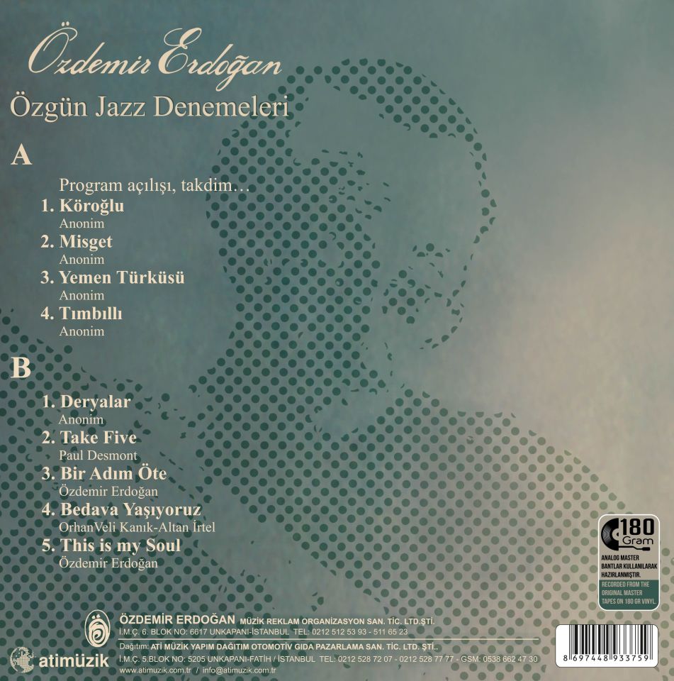 ÖZDEMİR ERDOĞAN - ÖZGÜN JAZZ DENEMELERİ (1986) - LP 2024 EDİSYON SIFIR PLAK