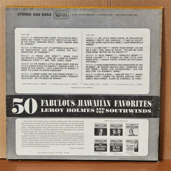 50 FABULOUS HAWAIIAN FAVORITES / LEROY HOLMES AND THE SOUTHWINDS (1964) - LP 2.EL PLAK