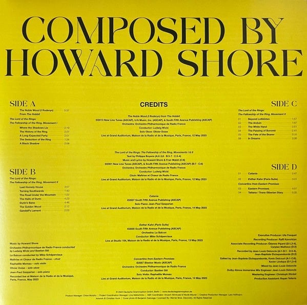 HOWARD SHORE - ANTHOLOGY / THE PARIS CONCERTS / LORD OF THE RINGS / HOBBIT (2025) - 2LP DEUTSCHE GRAMMOPHONE SIFIR PLAK