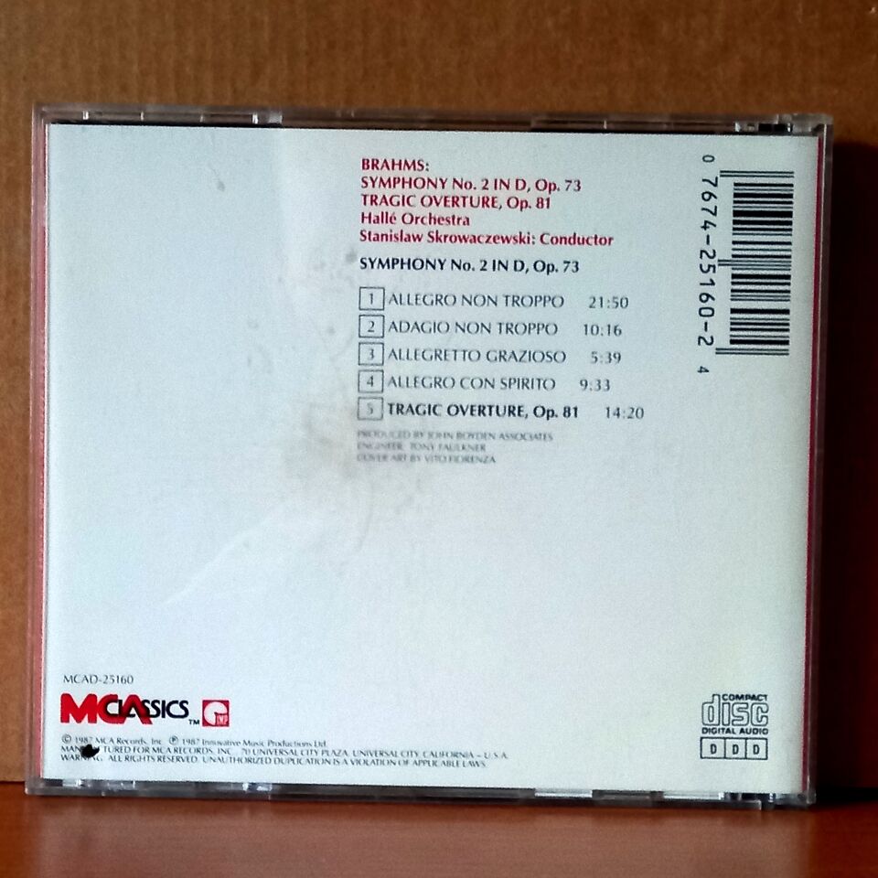 BRAHMS: SYMPHONY NO. 2 IN D / TRAGIC OVERTURE / HALLE ORCHESTRA, STANISLAW SKROWACZEWSKI (1987) - CD 2.EL
