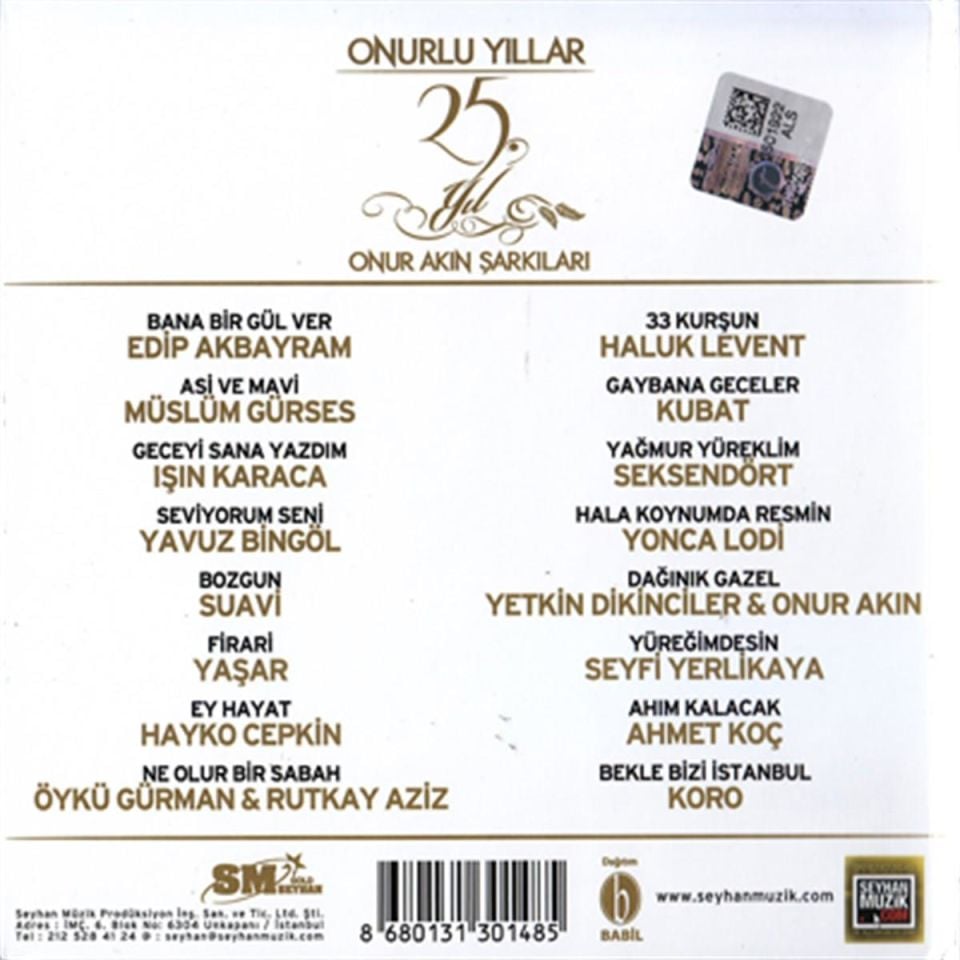 ONUR AKIN SAYGI ALBÜMÜ - ONURLU YILLAR / MÜSLÜM GÜRSES EDİP AKBAYRAM HAYKO CEPKİN - LP 2024 BASIM SIFIR PLAK