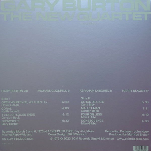 GARY BURTON QUARTET - THE NEW QUARTET (1973) - LP 2023 AUDIOPHILE EDITION ECM RECORDS LUMINESSENCE SERIES SIFIR PLAK