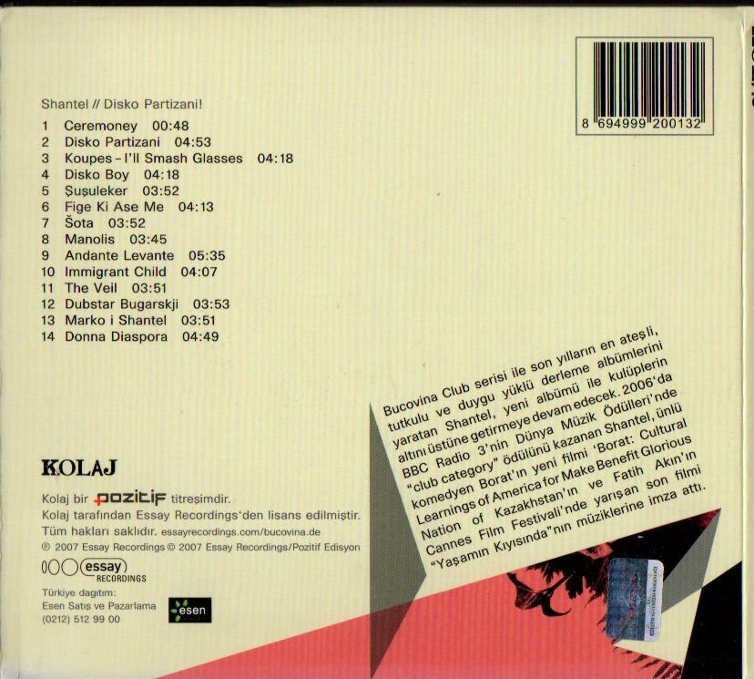 SHANTEL - DISKO PARTIZANI (2007) - CD MADE IN TURKEY DIGIPACK 2.EL