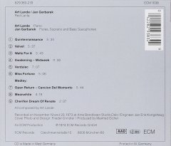 ART LANDE JAN GARBAREK - RED LANTA (1974) - CD ECM RECORDS 2.EL