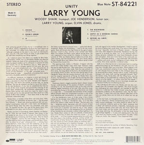 LARRY YOUNG - UNITY (1966) - LP BLUE NOTE CLASSIC VINYL SERIES 180GR SIFIR PLAK