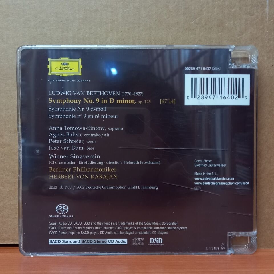BERLINER PHILHARMONIKER, HERBERT VON KARAJAN - LUDWIG VAN BEETHOVEN SYMPHONY NO.9 / ANNA TOMOWA SINTOW, AGNES BALTSA, PETER SCHREIER, JOSE VAN DAM (2002) - SACD 2.EL
