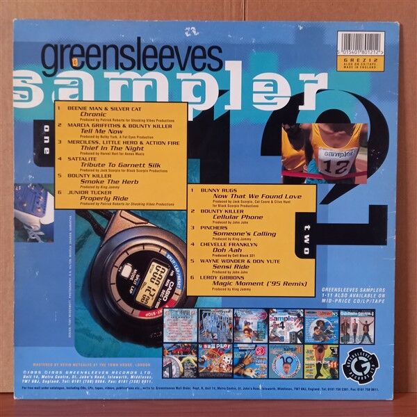GREENSLEEVES SAMPLER 12 / BEENIE MAN & SILVER CAT, SATTALITE, BOUNTY KILLER, BUNNY RUGS, PINCHERS (1995) - LP 2.EL PLAK