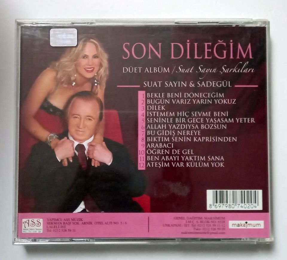 SUAT SAYIN & SADEGÜL – SON DİLEĞİM (DÜET ALBÜM / SUAT SAYIN ŞARKILARI) (2007) - CD 2.EL