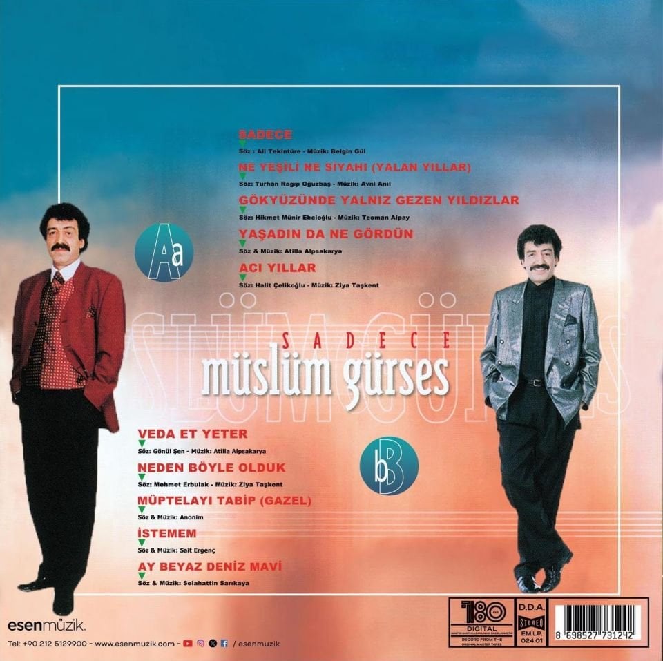 MÜSLÜM GÜRSES - SADECE (2001) - LP 2023 EDİSYON ORJİNAL KAPAK KILIFLI SIFIR PLAK