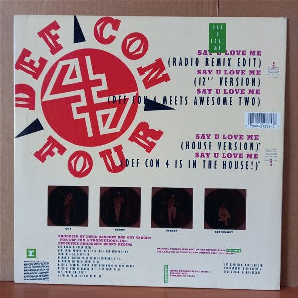 DEF CON 4 – SAY U LOVE ME (1990) - 12'' 33RPM MAXI SINGLE 2.EL PLAK