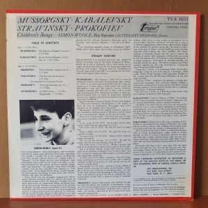 STRAVINSKY, PROKOFIEV, MUSSORGSKY, KABALEVSKY / CHILDREN'S SONGS / SIMON WOOLF, STEUART BEDFORD (1968) - LP 2.EL PLAK